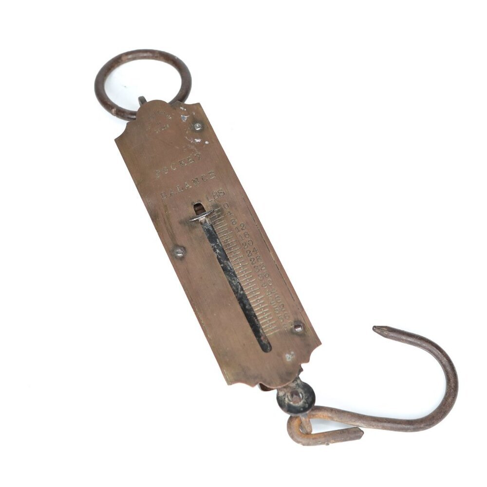Vintage Brass Spring Scale Pocket Balance Bar Display Collectable 60lbs